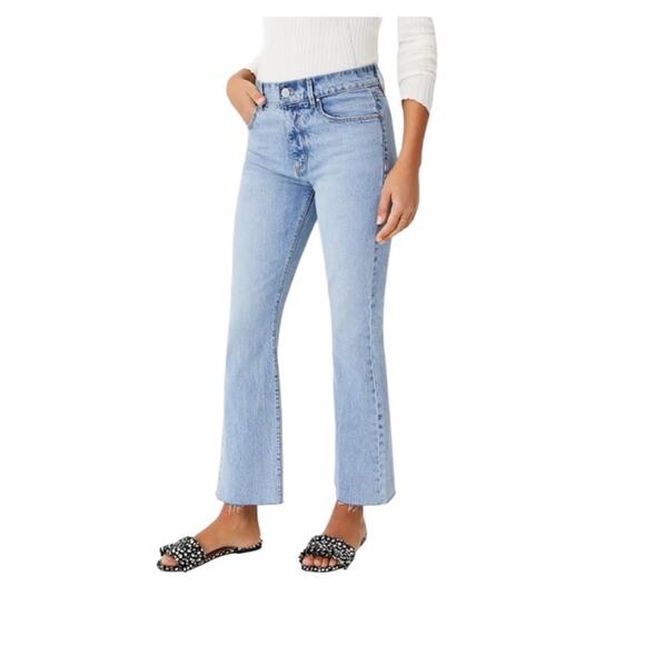 Ann Taylor The Kick Crop High Rise Jeans Size 4 Raw Hem - Picture 1 of 16